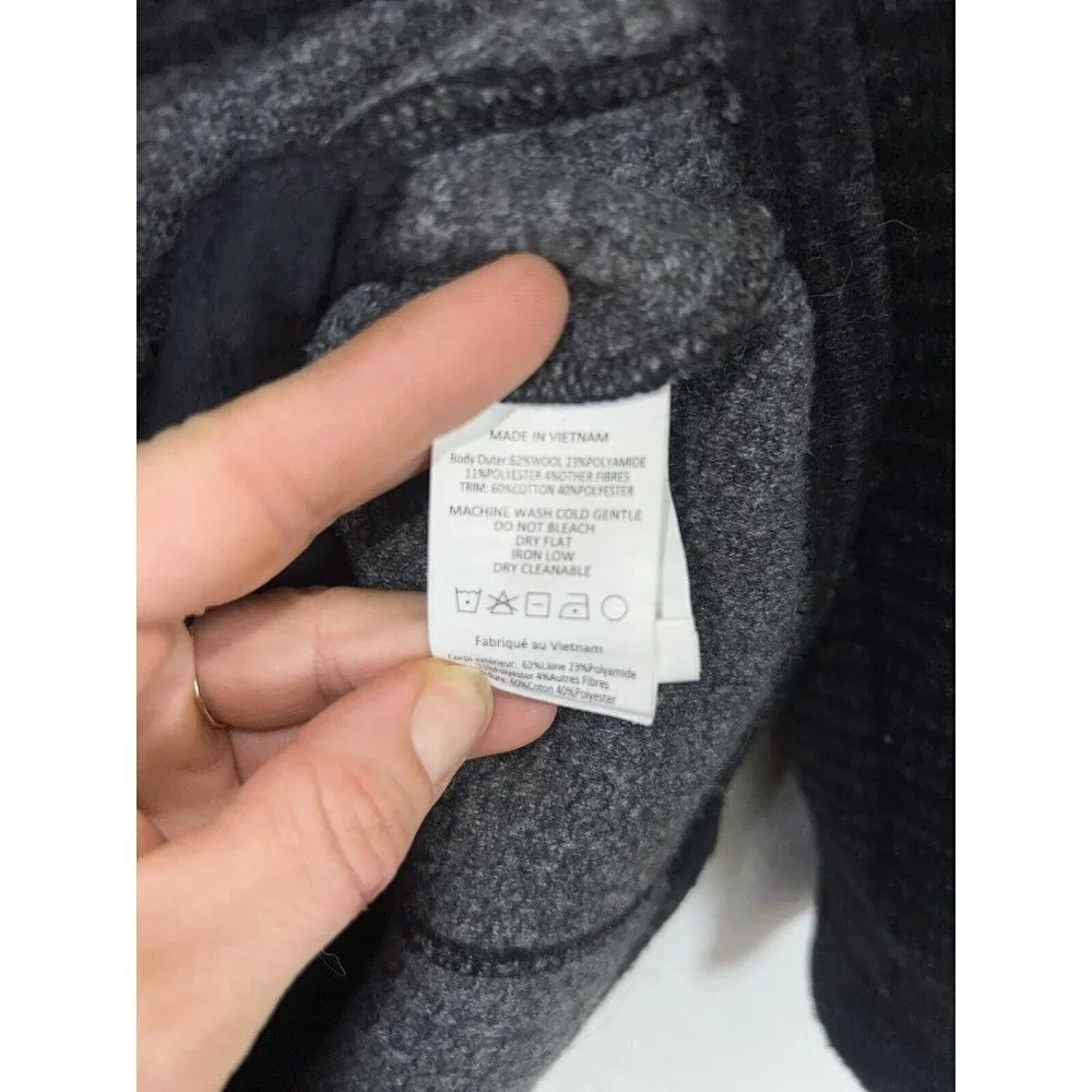 Prana Black Gray Striped Milana Wool-Blend Button-Up Cardigan Jacket Medium X1 - Picture 4 of 10